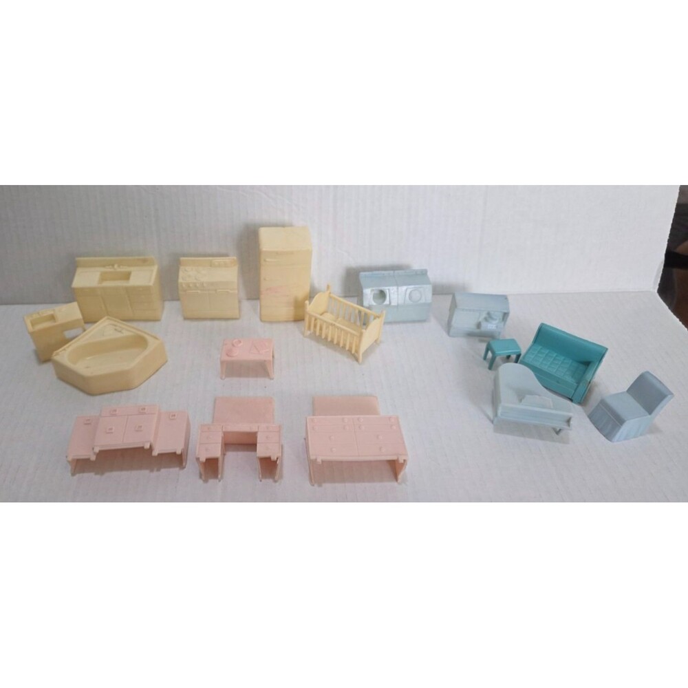 Vintage Doll House Furniture Lot Superior Brand 16 Pieces 1950s-1960s